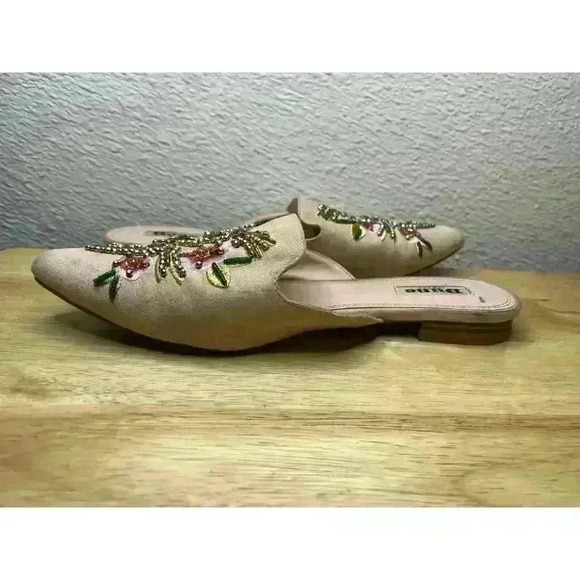 Dune London Blush Pink Mules w/ Beaded Embroidered Floral Detail Size 6.5 Flats - Picture 4 of 10